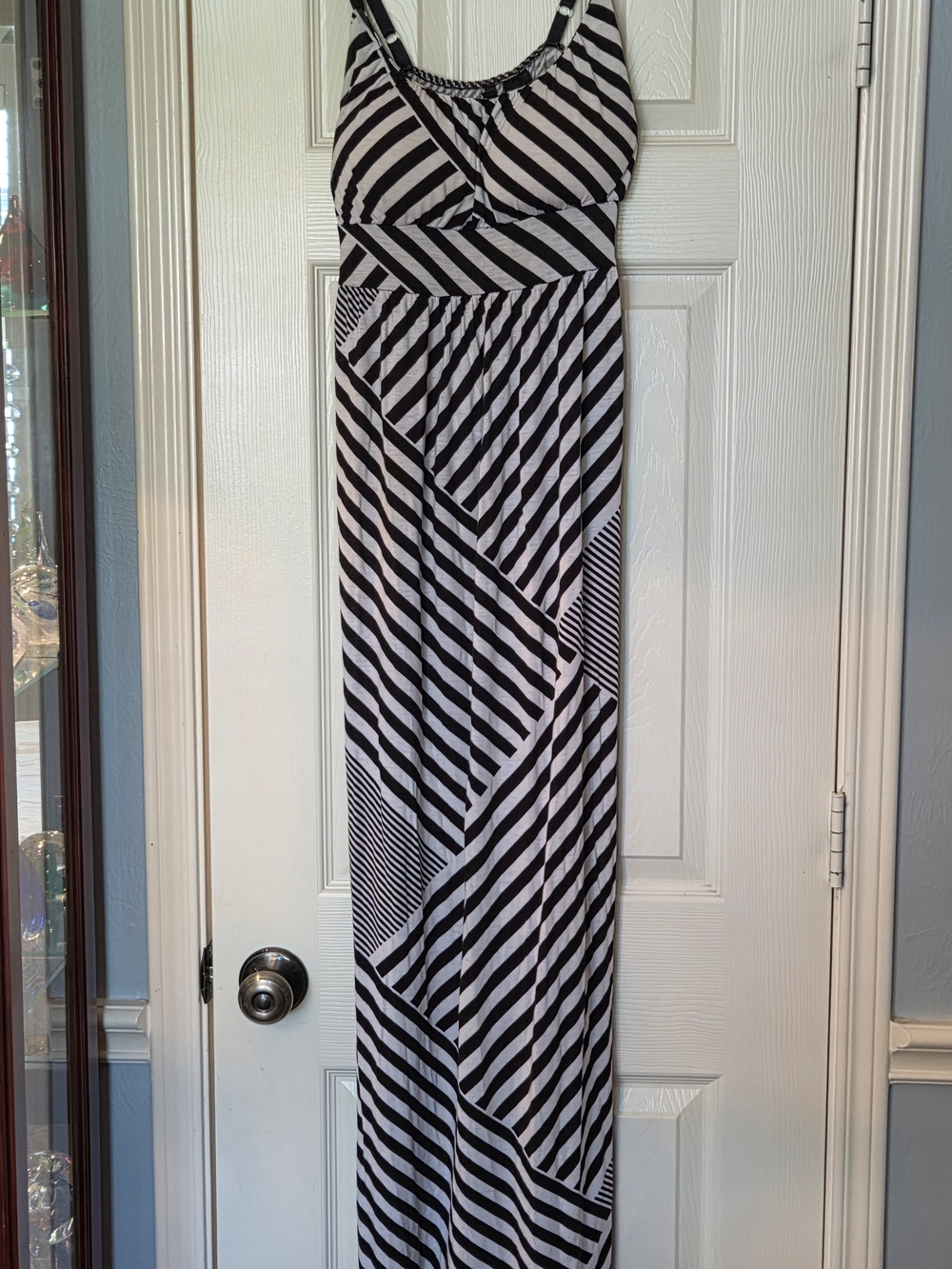 New Directions Striped Maxi Dress in Black & White Medium Like New